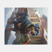 Couverture Polaire Saison festive de Noël de Rottweiler (Devant (Horizontal))