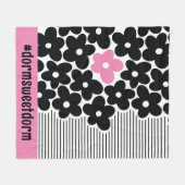 Couverture Polaire Salle de dortoir moderne rose et noir (Devant (Horizontal))