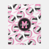 Couverture Polaire salle de sport rose noir girly J'adore volley-ball (Devant)
