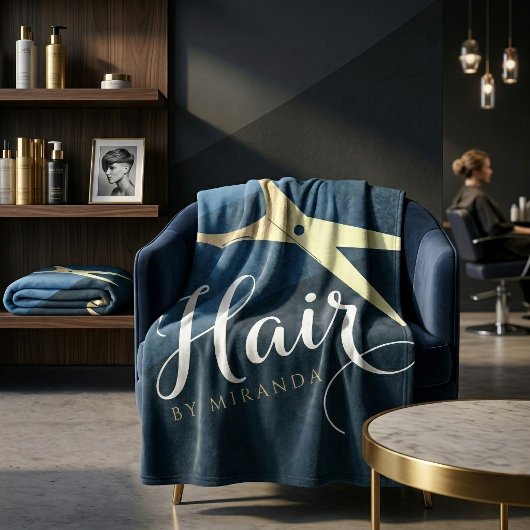Couverture Polaire Salon de coiffure Coiffeur Ciseaux modernes bleus