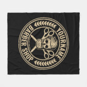 Couverture Polaire Salon de coiffure personnalisé Skull Rockabilly (Devant (Horizontal))