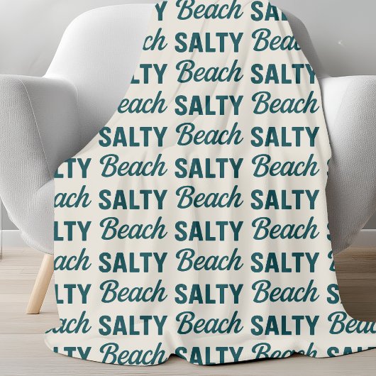 Couverture Polaire Salty Beach Sand & Teal Blue Graphic Coastal Decor