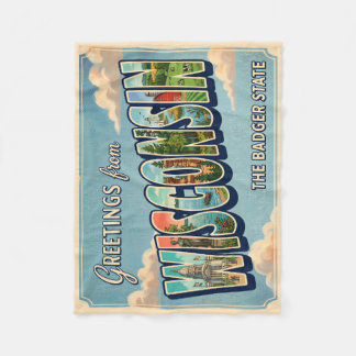 Couverture Polaire Salutations du Wisconsin Vintage Travel