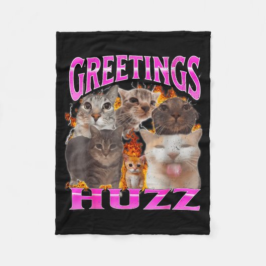 Couverture Polaire Salutations Huzz Mème de Chat Drôle Contrefaçon Gr (Devant)