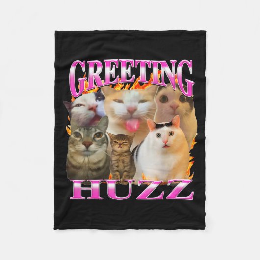 Couverture Polaire Salutations Huzz Mème de Chat Drôle Contrefaçon Gr (Devant)
