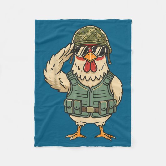 Couverture Polaire Saluting Soldier Chicken Military Rooster Army For (Devant)