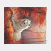 Couverture Polaire Samoyé en automne Leaves Fall Inspire (Devant (Horizontal))