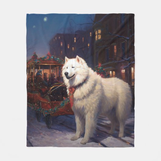 Couverture Polaire Samoyed Christmas Festive Saison (Devant)