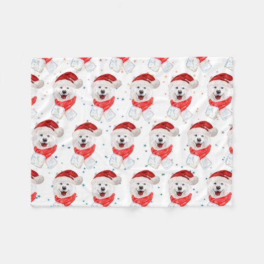 Couverture Polaire Samoyed Dog Breed Christmas Stars (Devant (Horizontal))