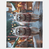 Couverture Polaire Samoyed Dogs Christmas Snow Holiday (Devant)