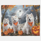 Couverture Polaire Samoyed Halloween Épouvantable (Devant (Horizontal))