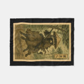 Couverture Polaire Samurai Raccoon Ronin Riding Boar Japanese Forest  (Devant (Horizontal))