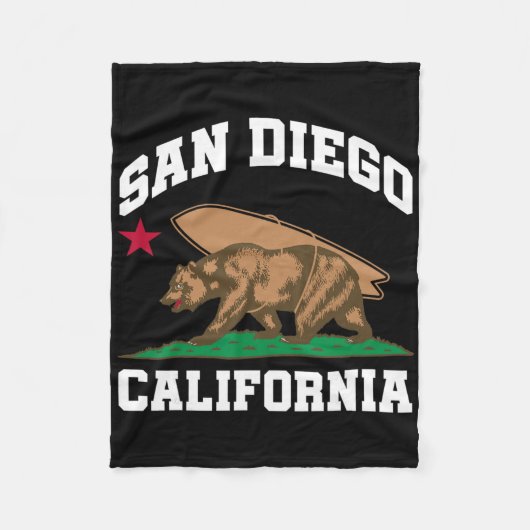 Couverture Polaire San Diego California Bear Surfing Surfer  (Devant)