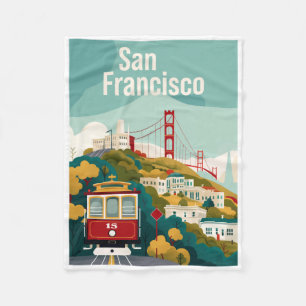 Couverture Polaire San Francisco Californie - Téléphérique Rouge