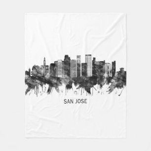 Couverture Polaire San Jose California Skyline BW