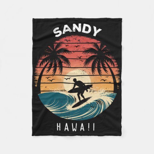 Couverture Polaire Sandy Beach Hawaii Surfboard Waves Beach  (Devant)