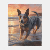 Couverture Polaire Sandy Paws Australian Cattle Dog on Beach Sunset (Devant)