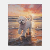 Couverture Polaire Sandy Paws Bichon Frise Dog sur Beach Sunset (Devant)