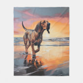Couverture Polaire Sandy Paws Bloodhound Dog on Beach Sunset (Devant)