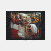 Couverture Polaire Santa And Beaver Selfie Funny Christmas Design  (Devant (Horizontal))