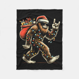 Couverture Polaire Santa Bigfoot Christmas Lights Funny Sasquatch