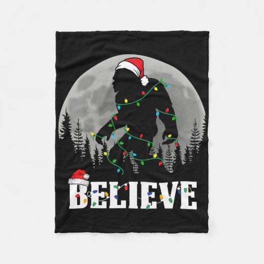 Couverture Polaire Santa Bigfoot Christmas Lights Funny Sasquatch Bel (Devant)