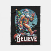 Couverture Polaire Santa Bigfoot Christmas Lights Funny Sasquatch Bel (Devant)
