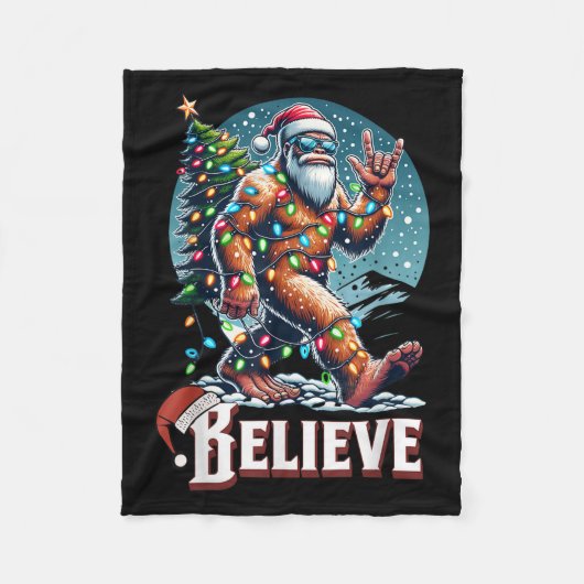 Couverture Polaire Santa Bigfoot Christmas Lights Funny Sasquatch Bel (Devant)