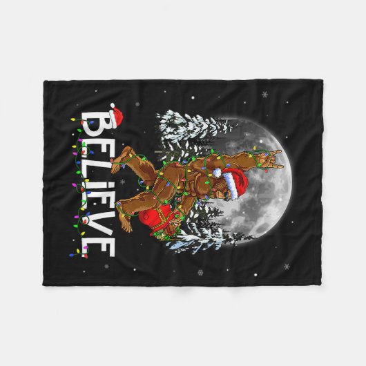 Couverture Polaire Santa Bigfoot Christmas Lights Funny Sasquatch Bel (Devant (Horizontal))