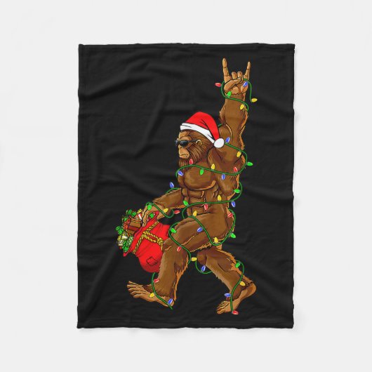 Couverture Polaire Santa Bigfoot Christmas Lights Funny Sasquatch Bel (Devant)