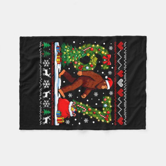 Couverture Polaire Santa Bigfoot Christmas Tree Funny Sasquatch 67 (Devant (Horizontal))