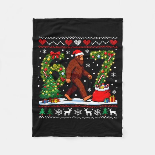 Couverture Polaire Santa Bigfoot Christmas Tree Funny Sasquatch 67 (Devant)