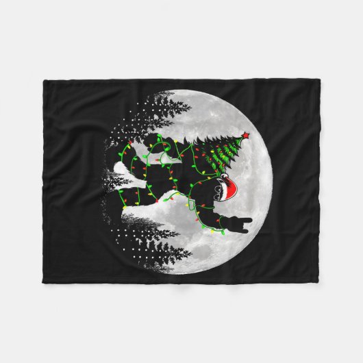 Couverture Polaire Santa Bigfoot Christmas Tree Xmas Lights Funny Sas (Devant (Horizontal))