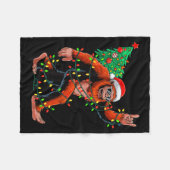 Couverture Polaire Santa Bigfoot Christmas Tree Xmas Lights Sasquatch (Devant (Horizontal))