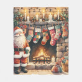 Couverture Polaire Santa by Fireplace Christmas Stockings (Devant)
