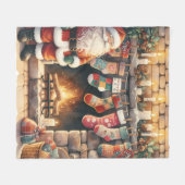 Couverture Polaire Santa by Fireplace Christmas Stockings (Devant (Horizontal))
