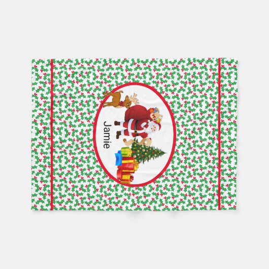 Couverture Polaire Santa Claus Ajouter Nom Personnaliser Sièges Voitu (Devant (Horizontal))