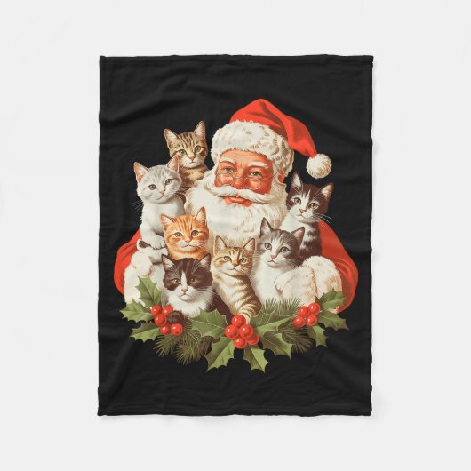 Couverture Polaire Santa Claus And Kittens Cats Christmas  (Devant)