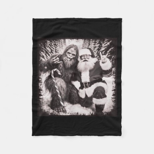 Couverture Polaire Santa Claus And Sasquatch Bigfoot Funny Joyful Sno (Devant)