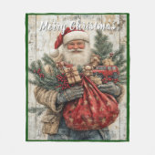 Couverture Polaire Santa Claus Christmas Presents Red Sack Pine Branc (Devant)