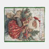 Couverture Polaire Santa Claus Christmas Presents Red Sack Pine Branc (Devant (Horizontal))