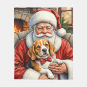 Couverture Polaire Santa Claus Holding Beagle Christmas Art (Devant)