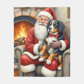 Couverture Polaire Santa Claus Holding Bernese Mountain Dog Christmas (Devant)