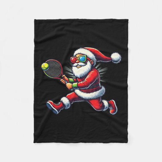 Couverture Polaire Santa Claus Jouer Tennis Jeu Tennis Racket Chri (Devant)