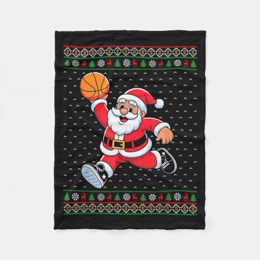 Couverture Polaire Santa Claus Playing Basketball Ugly Christmas Men (Devant)