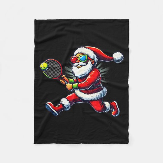 Couverture Polaire Santa Claus Playing Tennis Game Tennis Racket Chri (Devant)