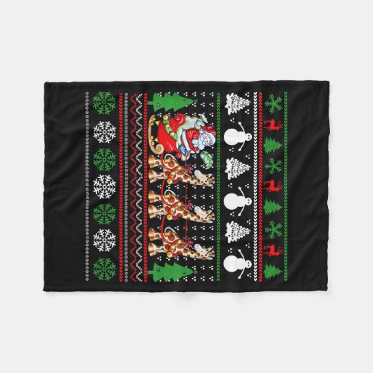 Couverture Polaire Santa Claus Riding Giraffe Sleigh Ugly Christmas B (Devant (Horizontal))