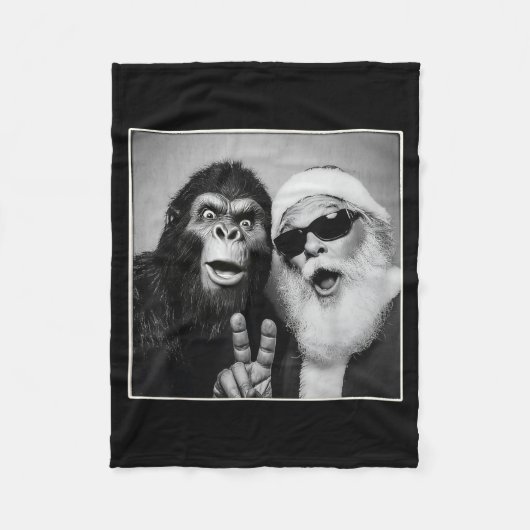 Couverture Polaire Santa Claus Selfie Bigfoot Christmas Funny Sasquat (Devant)
