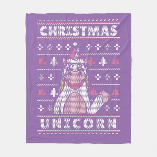 Couverture Polaire santa claus unicorne noël (Devant)