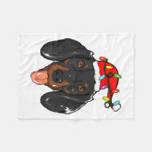 Couverture Polaire Santa Dachshund Light Christmas (Devant (Horizontal))